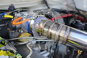 Mig welded seam on stainless steel pipe in race car