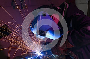 MIG welding close up photo