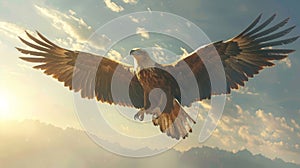A mighty griffin soaring through the sky embodying the decentralized nature of blockchain photo