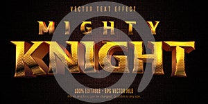 Mighty knight text, shiny golden style editable text effect