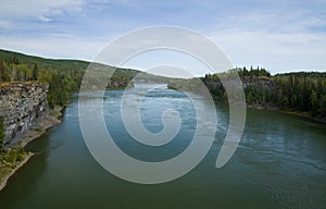 Mighty Peace River flows through a gorge, northeastern BC photo