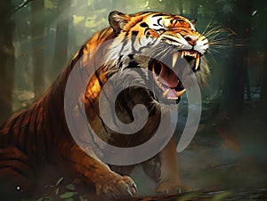 Ai Generated illustration Wildlife Concept of Mighty Roar