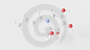 miglustat molecule 3d, molecular structure, ball and stick model, structural chemical formula type i gaucher disease