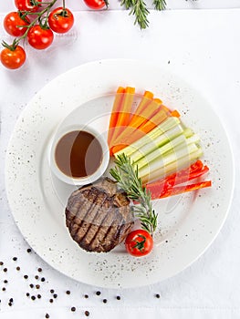 Mignon steak with demi-glace sauce