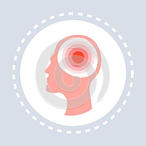 Migraine headache concept human head icon healthcare medical service logo medicine and health symbol flat