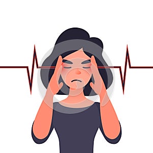 Migraine, health problems and pain head photo