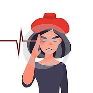 Migraine ill or chronic headache concept.