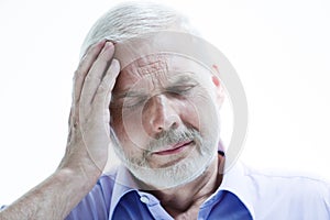 Migraine or memory loss illness senior man headache