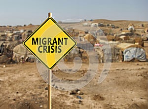 Migrant crisis  sign photo