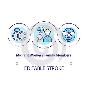 Migrant workers family members concept icon