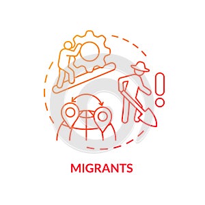 Migrants red gradient concept icon