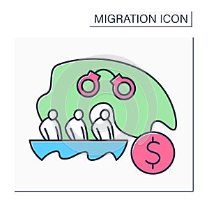 Migrants smuggling color icon photo