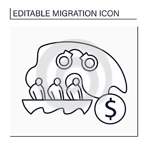Migrants smuggling line icon