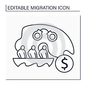 Migrants smuggling line icon photo