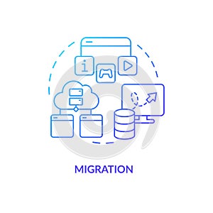 Migration blue gradient concept icon