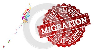 Migration Composition of Mosaic Map of Palau Islands and Distress Seal