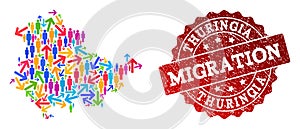 Migration Composition of Mosaic Map of Thuringia State and Distress Stamp