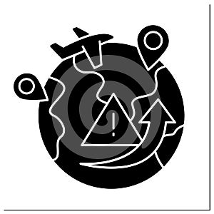 Migration crisis glyph icon