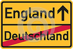 Migration from germany to England - german town sign