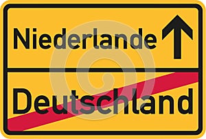 Migration from germany to netherlands - german town sign