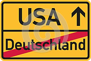 Migration from germany to USA - german town sign