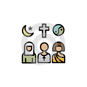 Migration religions outline icon. element of migration illustration icon. signs, symbols can be used for web, logo, mobile app, UI