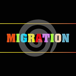 migration word block on black