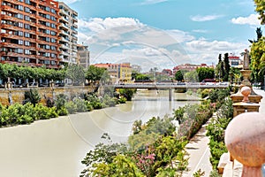 Miguel Caballero concrete footbridge across Segura River. Murcia photo