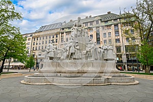 Mihaly Vorosmarty Monument in Budapest, Hungary