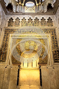 The Mihrab in Mosque of Cordoba (La Mezquita), Spain, Europe. Ho