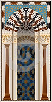 Mihrab - semicircular niche with morocco pattern photo