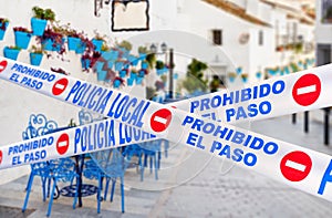 Mijas quarantined street caused by COVID-19. Spain photo