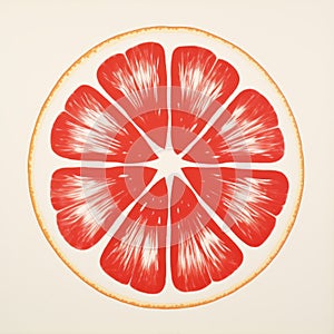 Mike Gillies Grapefruit Quarter: Bold Lithographic Grocery Art photo