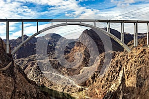 Mike O\'Callaghan-Pat Tillman Memorial Bridge, beside the Hoover Dam on the course of the Colorado River in the USA.