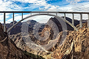 Mike O'Callaghan-Pat Tillman Memorial Bridge, beside the Hoover Dam on the course of the Colorado River in the USA.