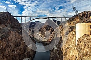 Mike O'Callaghan-Pat Tillman Memorial Bridge, next to the Hoover Dam on the course of the Colorado River.