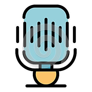 Mike voice recording icon color outline vector