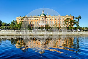 Mikhailovsky Castle across Fontanka river, St. Petersburg, Russia