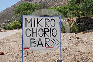 Mikro Chorio bar sign, Tilos