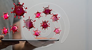 A mikro digital epidemic corona virus nCoV , Novel Coronavirus 19-NCP. nCoV denoted is single-strand