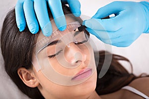Mikrobleyding Eyebrows Workflow In A Beauty Salon photo