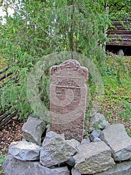 Mil stone in Skansen park (Sweden)