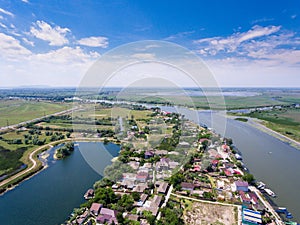 Mila 23 village Danube Delta Romania aerial view