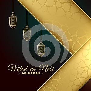 Milad un nabi greeting card in golden colors
