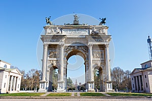 Milan Arco Della Pace Milano peace triumphal arch gate travel traveling town in Italy