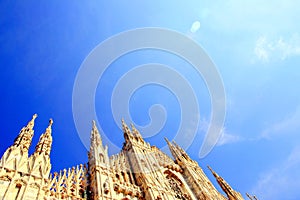 Milan cathedral on blue sky