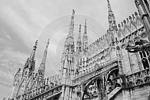 Milan Cathedral close up monochrome