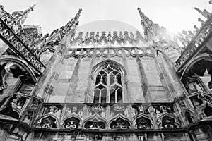 Milan Cathedral close up monochrome