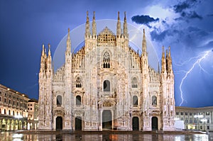 Milan cathedral dome at storm - Italy photo