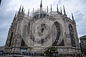 Milan Cathedral Facade Against Cloudy Sky